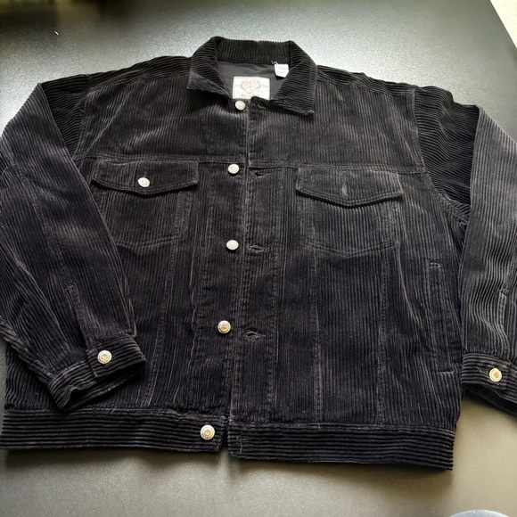 Vintage Y2k Bugle Boy 2 Piece Set Corduroy Baggy Pleaded Mens‎ Large Black 32 W - Picture 2 of 13